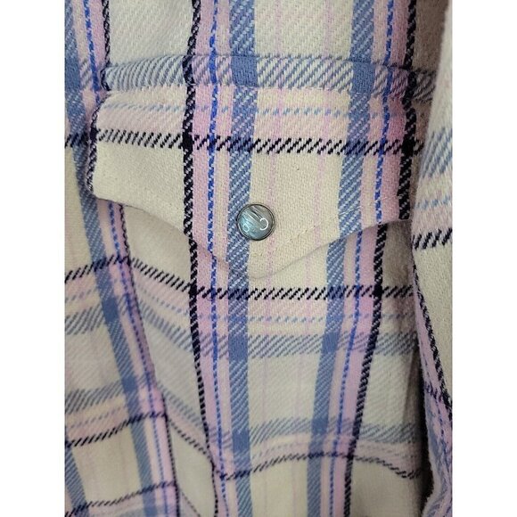 New J. Crew Relaxed fit Flannel Shirt Jacket Shacket Pearl Snap Pink Plaid Sz 24 - Picture 4 of 14